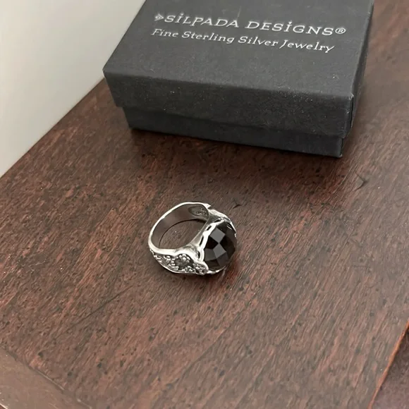 Silpada Sterling silver R2307 Faceted Smokey Brown Glass stone Size 6 - Picture 2 of 5